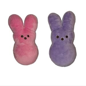 Peeps Bunny Rabbit Purple And Pink 9” Plush Bundle